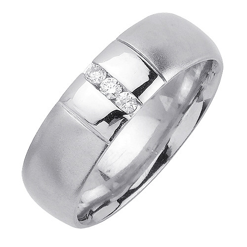 14k White Gold 7mm 0.12ct. Diamond Fashionable Wedding Band