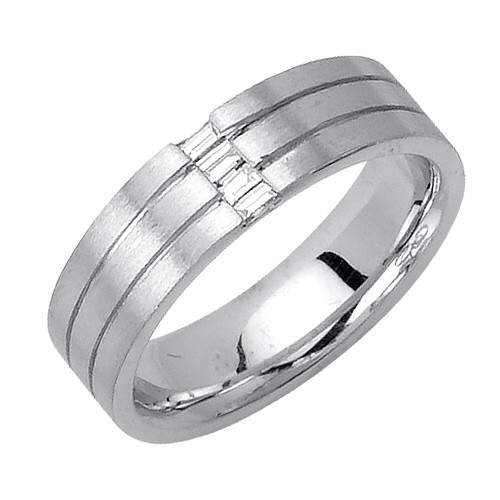 14k White Gold 6mm 0.15ct. Diamond Wedding Band