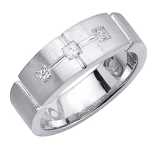 14k White Gold 7mm 0.24ct. Diamond Wedding Band --15432