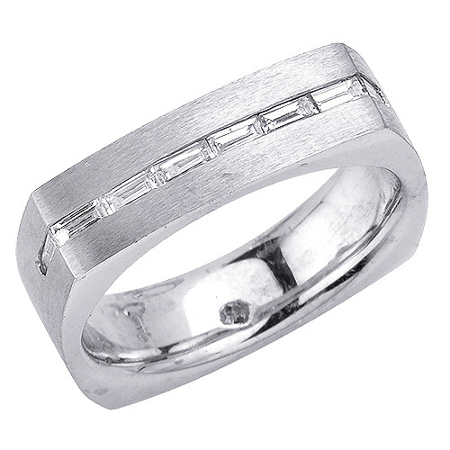 14k White Gold Square Shaped 6mm 0.48ct. Diamond Wedding Band