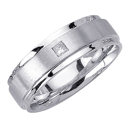 14k White Gold 7mm 0.07ct. Diamond Wedding Band