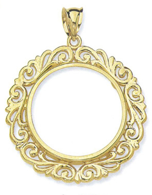 14k Gold 1oz Buffalo Filigree Coin Bezel