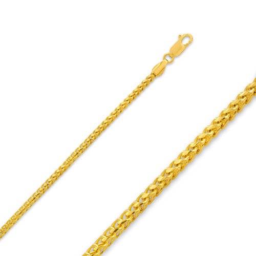 14k Gold 2.0mm Diamond Cut Franco Chain 22 Inches