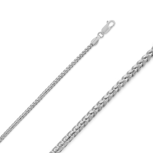 14k White Gold 2.0mm Diamond Cut Franco Chain 22 Inches