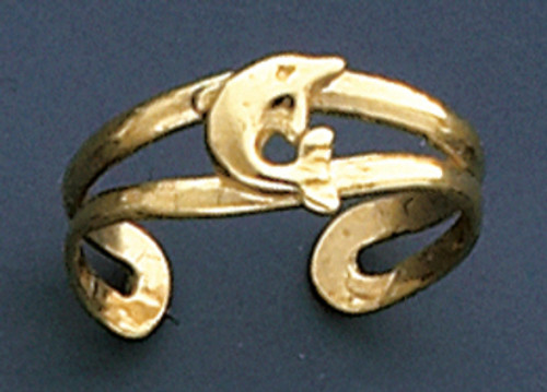 14k Gold 7mm Dolphin Toe Ring