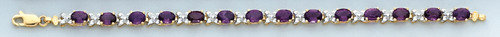 14k Yellow Gold Amethyst Bracelet 7 Inches