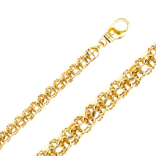 14k Yellow Gold Fancy Handmade Manchester Chain 9.0mm 30 Inches