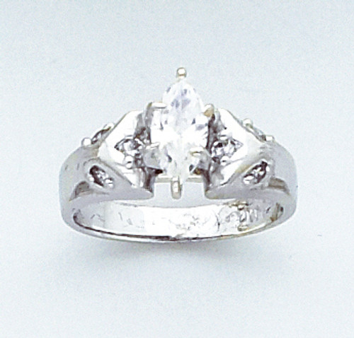 14k White Gold Marquis Cut  2ct W/ Accent Cz Engagemen