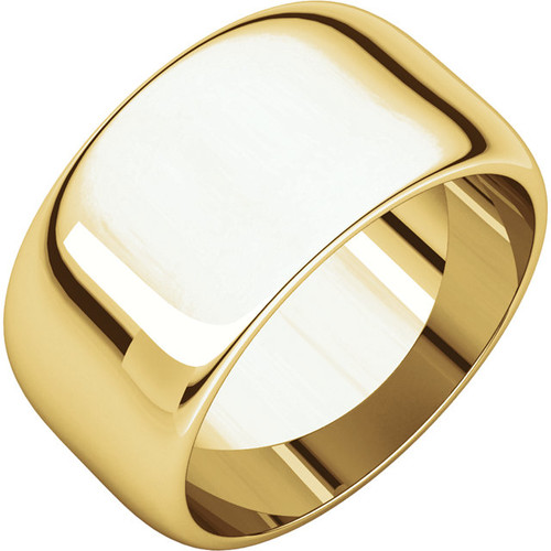 18k Yellow Gold 10mm High Polished  Traditional Domed Wedding Band