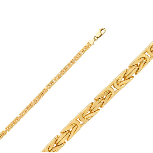 18k Gold 4.0mm Byzantina Chain 22 Inches