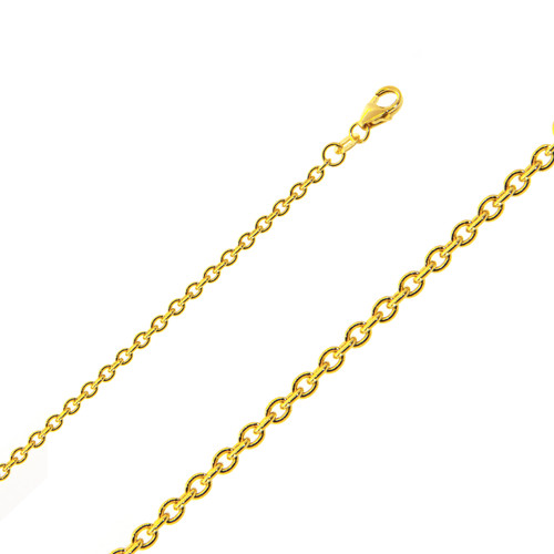 18k Yellow Gold Rolo (cable) Link Chain, 2.2mm  24 Inches