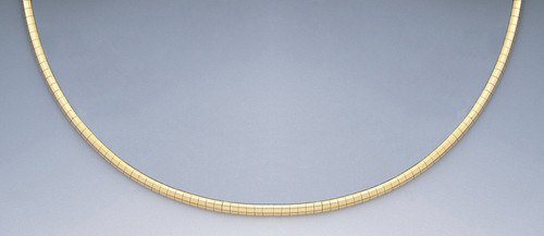 18k Yellow Gold 3mm Domed Omega Necklace 16 Inches