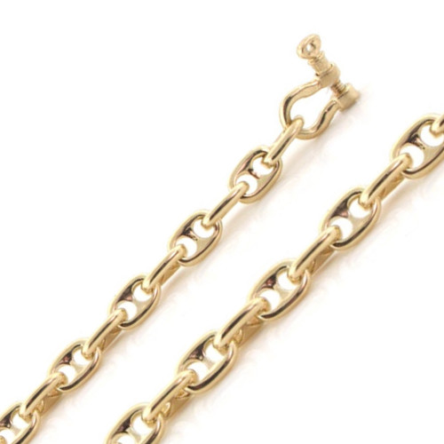 14k Yellow Gold 5mm Solid Puffed Anchor 18 Inches Chain