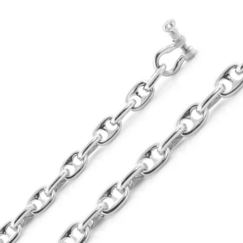 14k White Gold 5mm Solid Puffed Anchor 30 Inches Chain