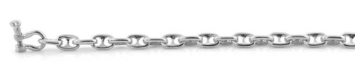 14k White Gold 5mm Solid Puffed Anchor 8 Inches Bracelet