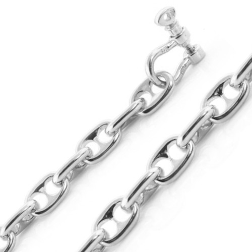 14k White Gold 7mm Solid Puffed Anchor 20 Inches Chain