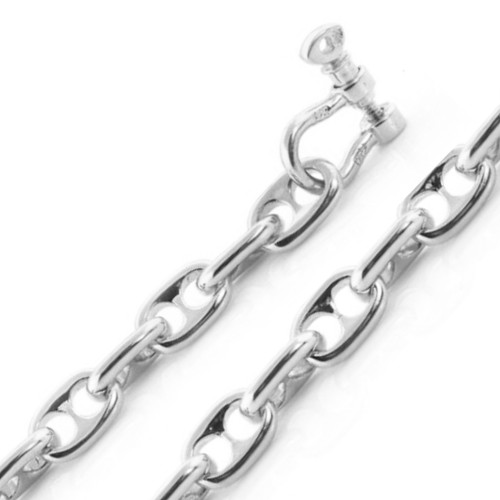 14k White Gold 8mm Solid Puffed Anchor 22 Inches Chain