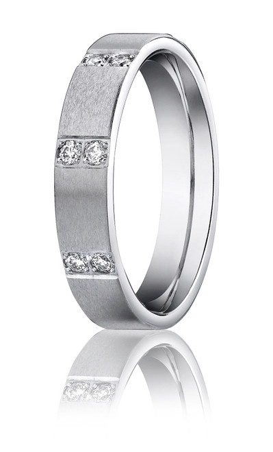 14k White Gold Diamond Wedding Band 4mm .32ct