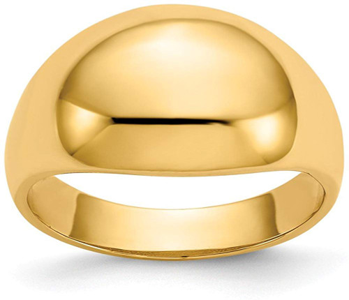 14k Gold High  Polished 10mm Cigar Band Dome Ring