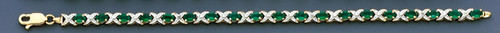 14k Yellow Gold Emerald Bracelet 7 Inches