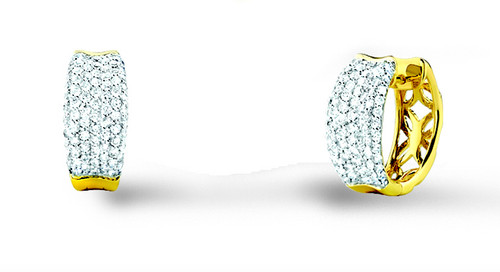 14k Yellow Gold Genuine Diamond Pave Earrings