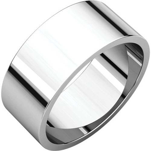 18k White Gold 8mm High Polished Classic Flat Wedding Band