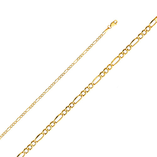 14k Gold 2.5mm  Figaro Hollow Chain 24 Inches