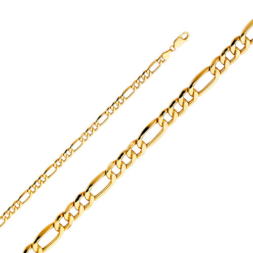 14k Gold 4.6mm  Figaro Hollow Chain 24 Inches