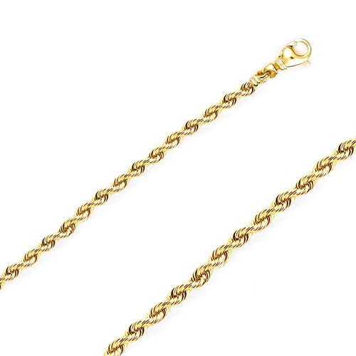 14K Yellow Gold 4mm Regular Rope Chain 16 Inches