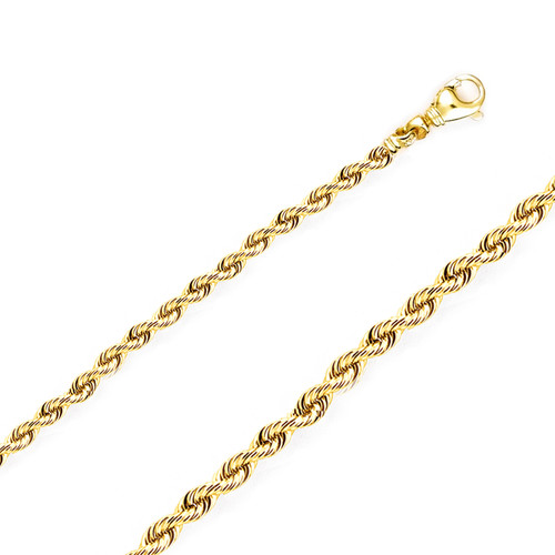 14K Yellow Gold 5mm Regular Rope Chain 20 Inches
