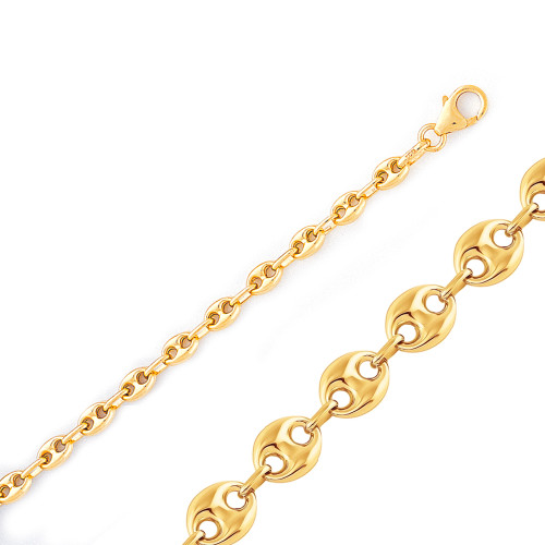 14k Gold 4.8mm Puffed Anchor Chain 26 Inches