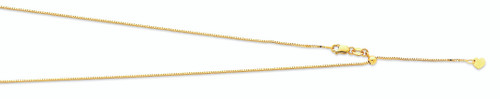 14K Yellow Gold 0.9mm Box Link Length Adjustable Chain Necklace  20 Inchesches