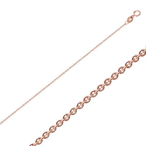 18K Rose Gold Rolo Chain 1mm Wide 20 Inches