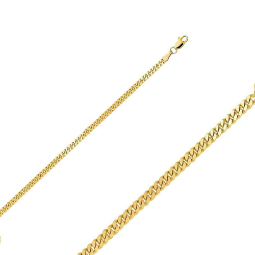 14k Gold 2mm Flat Curb Chain Anklet  10 Inches
