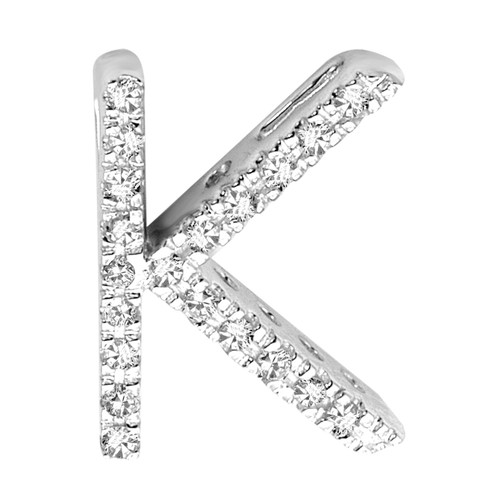 14k White Gold 0.10ct Diamond Block Initial K Pendant