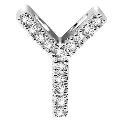 14k White Gold 0.10ct Diamond Block Initial Y Pendant