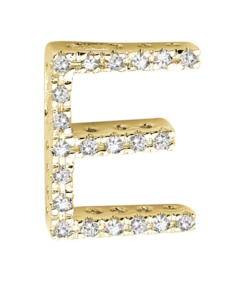 14k Yellow Gold 0.10ct Diamond Block Initial E Pendant