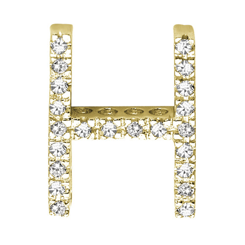 14k Yellow Gold 0.10ct Diamond Block Initial H Pendant