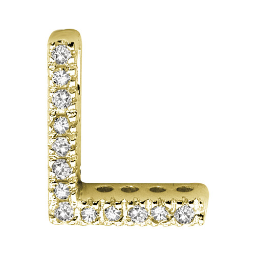 14k Yellow Gold 0.10ct Diamond Block Initial L Pendant