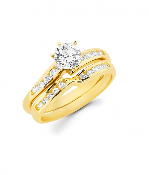 14k Yellow Gold Diamonds Wedding Sets .85ct.