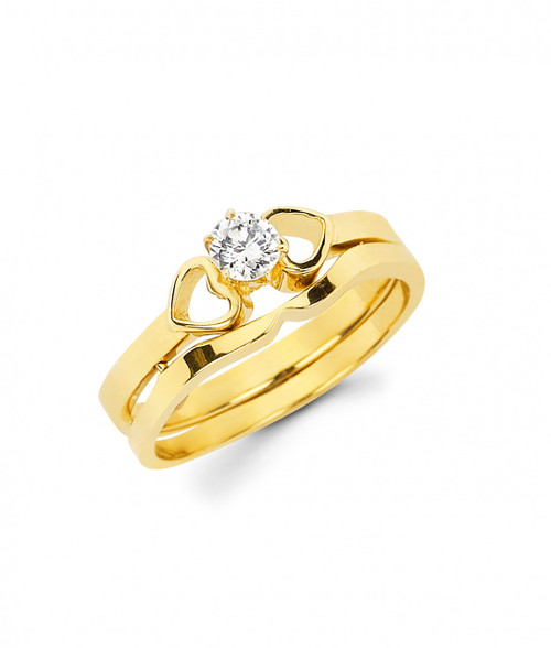 14k Yellow Gold Round Diamonds Wedding Sets .25ct.