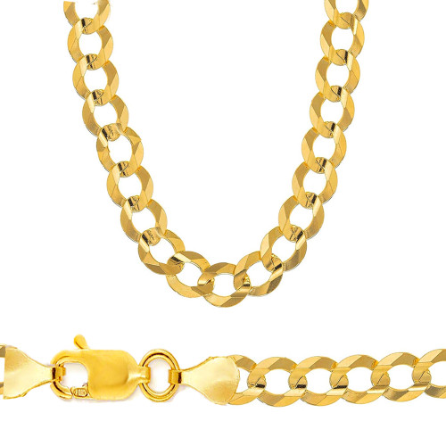 10k Gold 9.5mm Flat Curb Chain 24 Inches