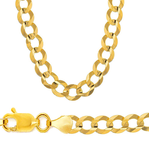 10k Gold 10.5mm Flat Curb Chain 20 Inches