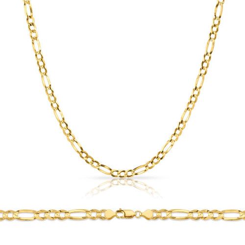 10k Gold 3.06mm Open Figaro Chain 22 Inches