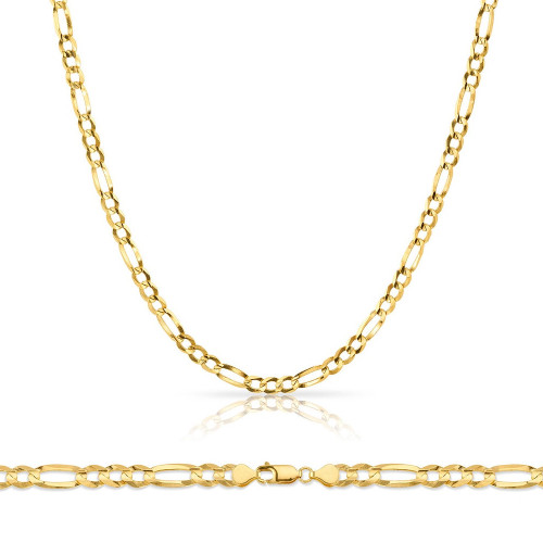 10k Gold 3.06mm Open Figaro Chain 28Inches