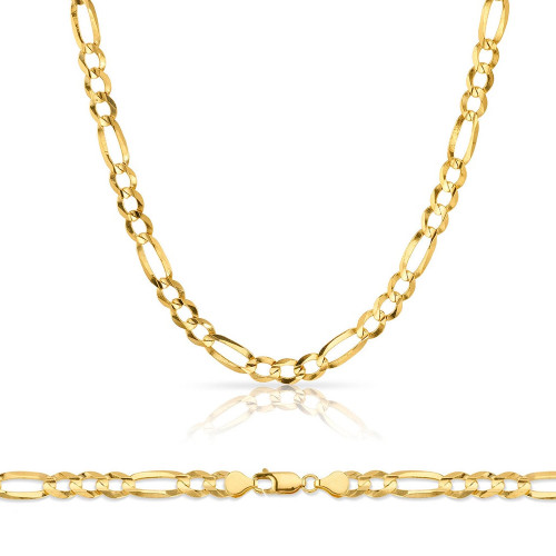 10k Gold 4.5mm Open Figaro Chain 28 Inches