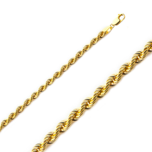 10k Gold 4mm Hollow Rope Chain 24 Inches