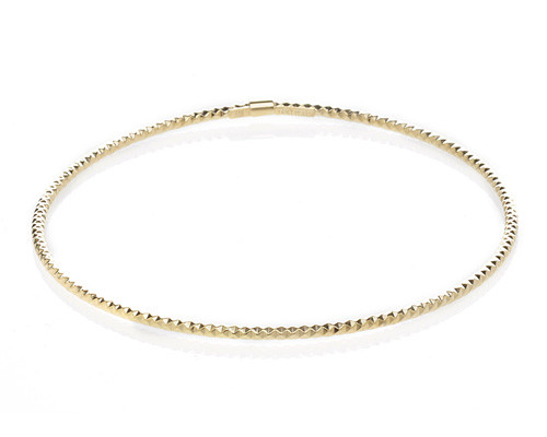 14k 2.00mm Yellow Gold Diamond Cut Slip On Bangle