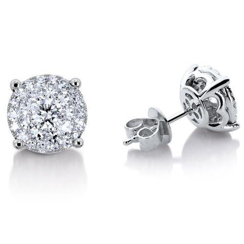 18k White Gold Diamond Stud Earrings 8.5mm, 2.50 ct each Outlook