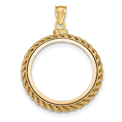 14k Gold $2.50 Dollar Indian Head Screw Top Coin Bezel | Sarraf.com